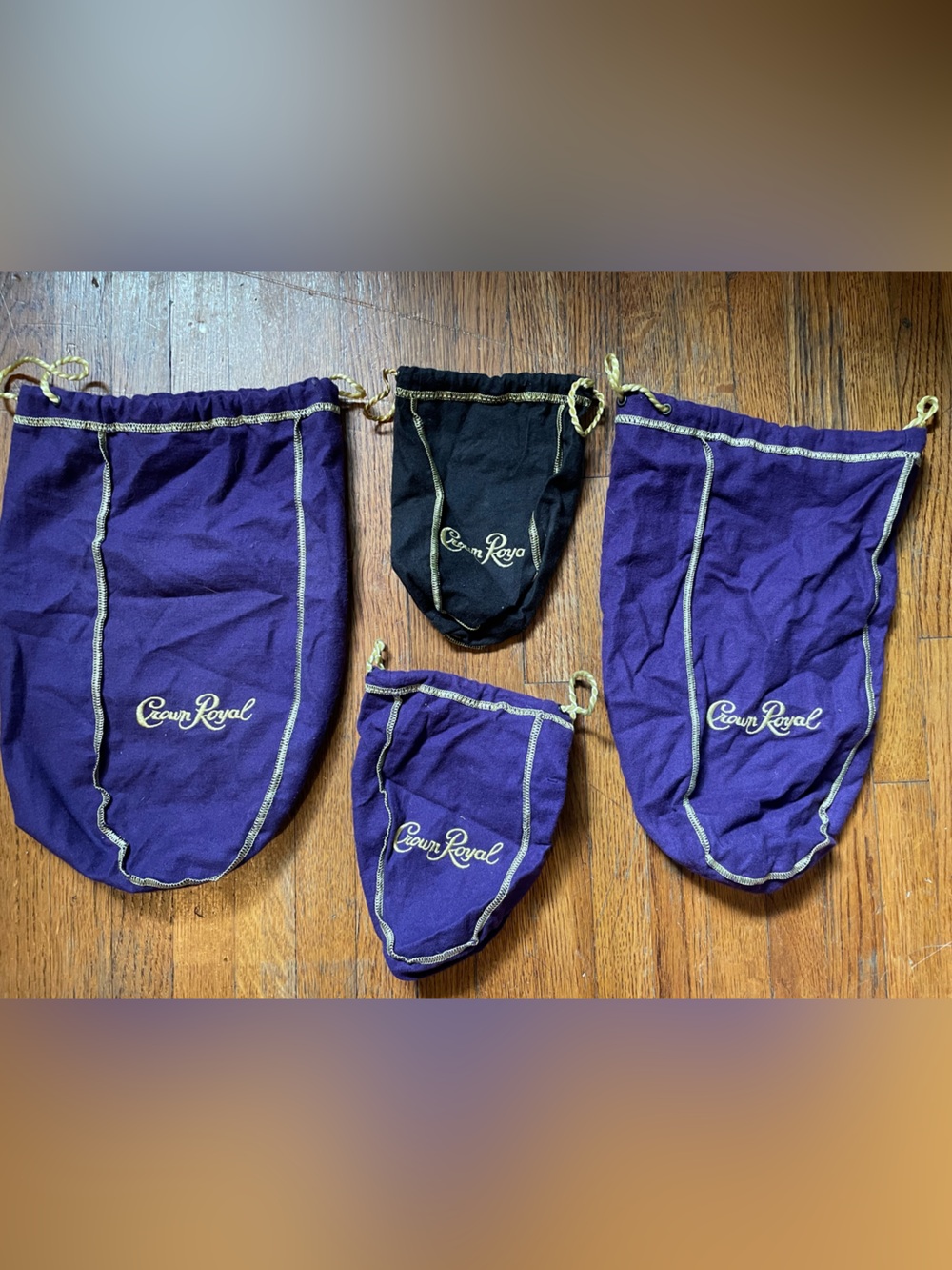 Set of 4 Purple and Black Crown Royal Bags